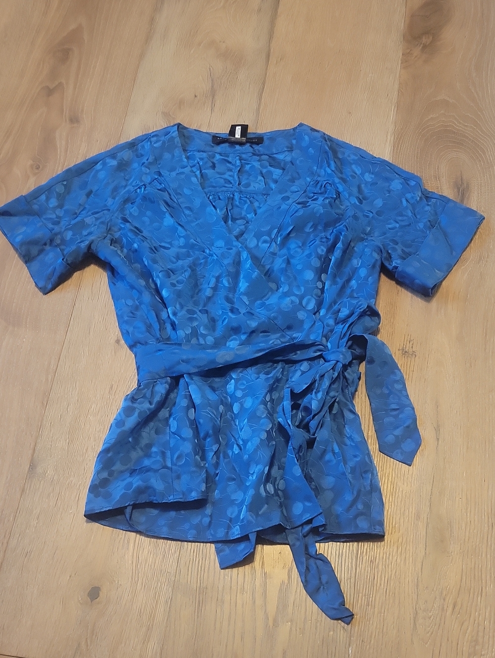Marc by Marc Jacobs Blue Polka Dot Silk Wrap Blouse Size XS